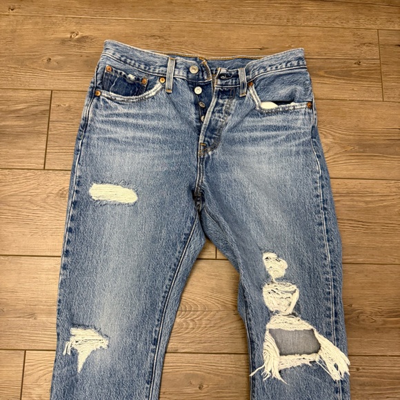 Levi’s Distressed 501 Skinny Jeans Size 27 - Picture 3 of 6